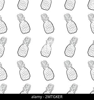 Tropical Pineapple Repeating Pattern Illustration Design Stock Photo