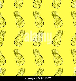 Tropical Pineapple Repeating Pattern Illustration Design Stock Photo