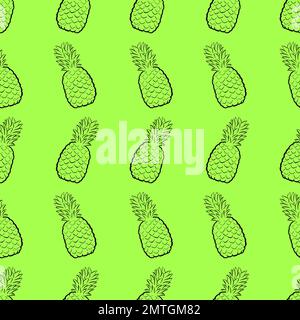 Tropical Pineapple Repeating Pattern Illustration Design Stock Photo