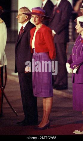 Princess Diana Princess of Wales November 1989 at Prestwick wearing a ...