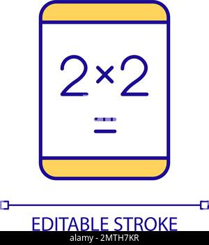 Calculator app on tablet computer RGB color icon Stock Vector