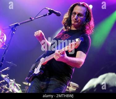 Geddy Lee with Rush performs in concert at the BankAtlantic Center in ...