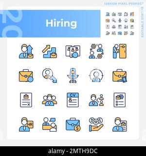 Hiring pixel perfect RGB color icons set Stock Vector