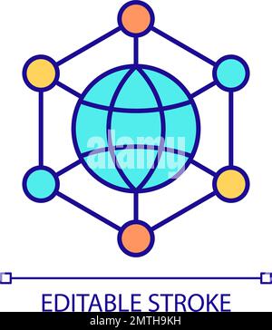 Global communication network RGB color icon Stock Vector