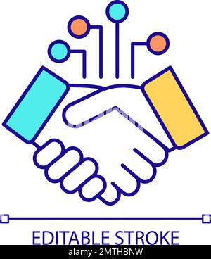 Digital business partnership RGB color icon Stock Vector