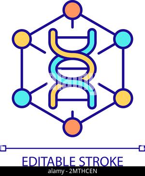 Genetic research with digital technology RGB color icon Stock Vector