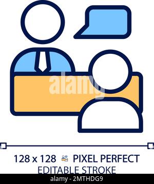 Job interview pixel perfect RGB color icon Stock Vector