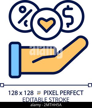 Benefits pixel perfect RGB color icon Stock Vector