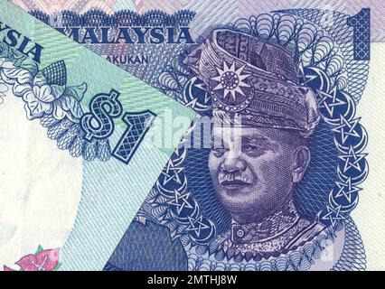 Vintage banknotes from Malaysia. Stock Photo