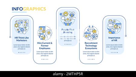Recruitment trends blue rectangle infographic template Stock Vector