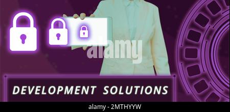 Text sign showing Development Solutions. Word Written on Efficient Planning based on the Company needs Stock Photo