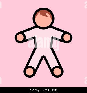 Female baby icon isolated on pink background. vector illustration Stock Vector