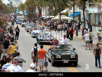 Award-winning actress Sharon Gless, currently starring in the USA Network TV show 'Burn Notice,' serves as Grand Marshall with army activist Lt. Dan Choi for the Second Annual Miami Beach Gay Pride Parade Festival on Ocean Drive in Miami Beach, FL. 4/17/10. Stock Photo