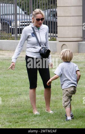 Actress Sharon Stone enjoys a day out with son Laird at Wadsworth Great Lawn for the Disney-sponsored 21st Annual A Time For Heroes Celebrity Picnic, benefitting the Elizabeth Glaser Pediatric Aids Foundation. Los Angeles, CA. 06/13/10. Stock Photo