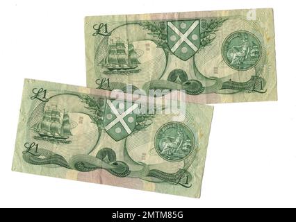 Vintage banknotes from Scotland. Stock Photo