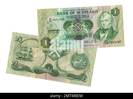 Vintage banknotes from Scotland. Stock Photo