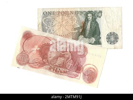 Vintage banknotes from England. Stock Photo