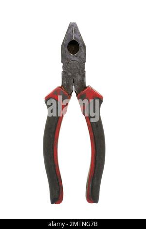 Image of old working locksmith pliers on white background Stock Photo