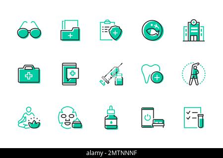 Physical and mental health - set of line design style icons Stock Vector