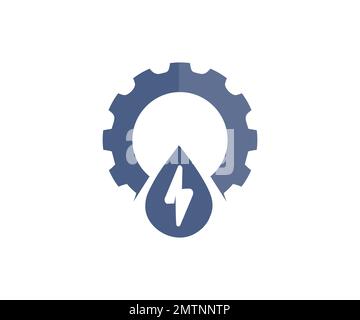 Hydroelectric power plant, Hydro power industry icon. Green energy, Renewable pollution plant resources. Water drops, energy. Renewable hydro power. Stock Vector