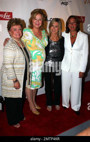 Rue McClanahan, Caroline Rhea and Olivia Newton-John attend the premiere of the new series 'Sordid Lives' at New World Stages. the series, written and directed by Del Shores and based upon the film of the same name, will begin airing on MTV's LOGO network on July 23, 2008 and stars Olivia Newton-John ('Grease'), Rue McClanahan ('The Golden Girls'), Leslie Jordan ('Will & Grace'), Caroline Rhea (Sabrina, The Teenage Witch'), Bonnie Bedelia ('Die Hard'), Beth Grant ('Little Miss Sunshine') and newcomer Jason Dottley, among others. New York, NY. 7/15/08. Stock Photo