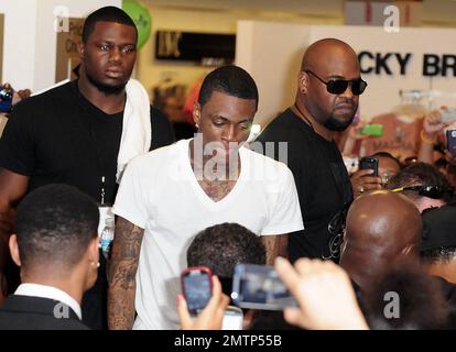 Soulja Boy performs at Mstyle Lab Concert Tour at Macy's Broward Mall in Fort Lauderdale, FL. 13th August 2011. Stock Photo