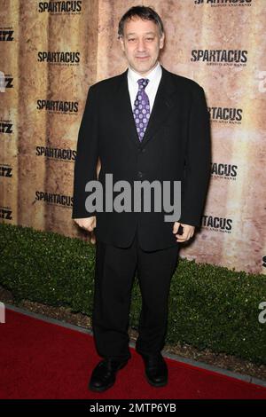 Sam Raimi arrives to the premiere of upcoming Starz series 'Spartacus: Blood and Sand' at the Billy Wilder Theatre in Los Angeles, CA. 1/14/10. Stock Photo