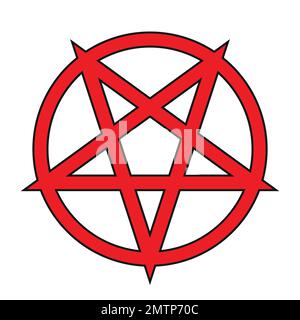 Pentagram - red vector illustration of simple five-pointed star, isolated on white Stock Vector