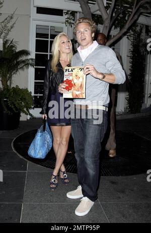 - Spencer Pratt celebrates his 26th birthday a day early and got quite the present from wife Heidi Montag. Spencer received an early copy of the September Playboy featuring Heidi's photo spread! The two showed off the magazine topped with a big red bow as they posed for photos outside the restaurant Cut at the Beverly Wilshire Hotel. Los Angeles, CA. 8/14/09.  . Stock Photo