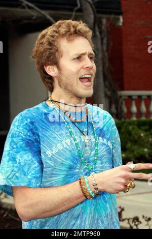 Spencer Pratt shows off his healing crystals before shooting a scene for 'The Hills.' Los Angeles, CA. 2/19/10. Stock Photo