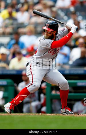 Washington Nationals left fielder Bryce Harper (34) warms up prior to the  start of their game against the Milwaukee Brewers at N Stock Photo - Alamy