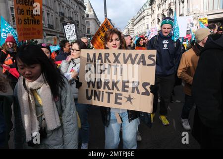 London, UK. 1st Feb 2023. TUC march and rally in central London. Credit: Matthew Chattle/Alamy Live News Stock Photo