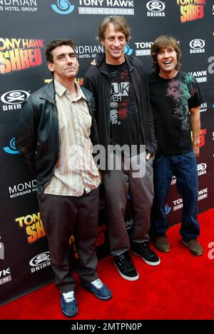 Lance Mountan, Tony Hawk and Rodney Mullen at the Tony Hawk: Shred Presents Stand Up for Skateparks benefit in Beverly Hills, CA. 10/17/10.  . Stock Photo