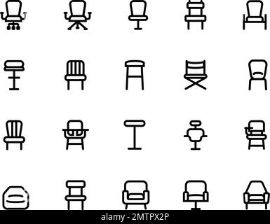 Chairs Icons set. Pixel perfect icon Stock Vector