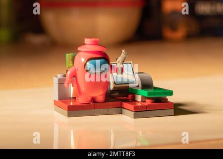 Chelyabinsk, Russia - January 19, 2022. Lego figure and set, Among Us series. Stock Photo