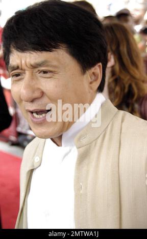 Jackie Chan arrives at a screening of 'The Karate Kid' held at AMC River East 21 cinemas.  'The Karate Kid' is 12-year-old Jaden Smith's, son of superstar actor Will Smith, third film.  Will was also on hand to support his son, as the two gladly met with waiting fans. Chicago, IL. 05/26/10.      . Stock Photo