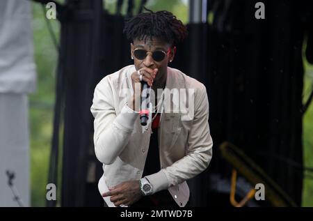 21 Savage performs at the Broccoli City Festival at Gateway DC on Saturday,  May 6, 2017, in Washington, DC. (Photo by Donald Traill/Invision/AP Stock  Photo - Alamy