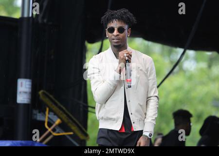 21 Savage performs at the Broccoli City Festival at Gateway DC on Saturday,  May 6, 2017, in Washington, DC. (Photo by Donald Traill/Invision/AP Stock  Photo - Alamy