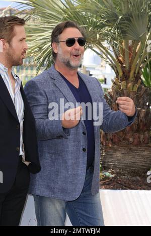 Ryan Gosling and Russell Crowe attend the photo call for the upcoming film 'The Nice Guys', held during the 69th Cannes International Film Festival in Cannes, France. 15th May, 2016. Stock Photo