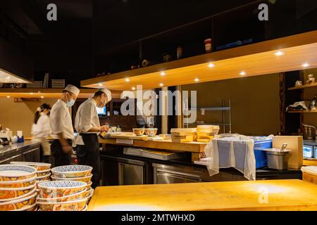 Taipei, DEC 19 2022 - Interior view of a Seafood donburi Japanese restaurant Stock Photo