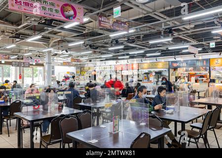 Taipei, DEC 20 2022 - Interior view of the food court in Nanmen Market Stock Photo