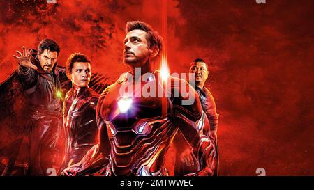 Avengers: Endgame Year : 2019 USA Director : Anthony Russo, Joe Russo Benedict Cumberbatch, Tom Holland, Robert Downey Jr., Benedict Wong Poster (Key Art) Stock Photo