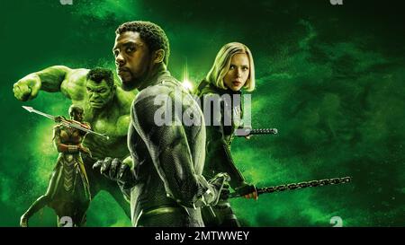 Avengers: Endgame Year : 2019 USA Director : Anthony Russo, Joe Russo Danai Gurira , Mark Ruffalo, Chadwick Boseman, Scarlett Johansson Poster (Key Art) Stock Photo