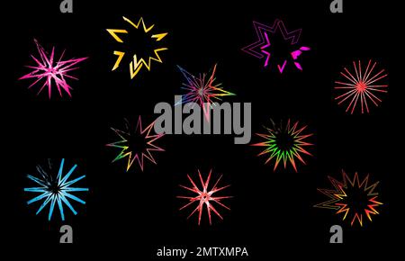 Groub of icons glitter stars color ornament abstract background pattern website template wallpaper vector illustration Stock Vector