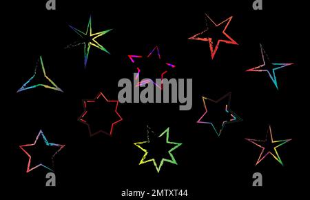 Set of stars glitter shape icons flakes decorative abstract background pattern website template vector illustration Stock Vector