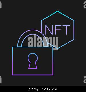 NFT blockchain technology line icon. linear style sign for mobile concept and web design. NFT lock outline vector icon. Symbol, logo illustration Stock Vector
