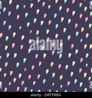 Vector seamless pattern with colored raindrops. Magical unicorn themed repeat background. Good for children textile, clothes, stationery. Stock Vector