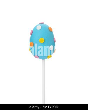 Delicious egg shaped cake pop isolated on white. Easter holiday Stock Photo