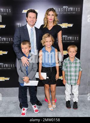 Mark Wahlberg, Brendan Wahlberg, Ella Rae Wahlberg, wife Rhea Durham, and Michael Wahlberg at the “Transformers: Age of Extinction” New York Premiere held at the Ziegfeld Theater in New York, NY. June 25, 2014. Stock Photo
