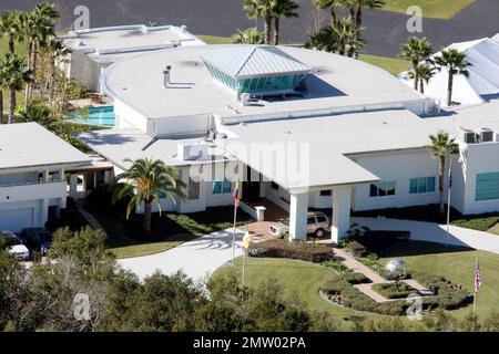 John Travolta and Kelly Preston's home in Ocala, Florida has been set up with a large tent in the back yard to accomodate friends and family who will attend a ceremony for Jett Travolta this afternoon. The Travolta compound is quiet just a few hours before the ceremony. Jett Travolta, 16, died while on a family vacation in The Bahamas as the result of a seizure. Ocala, FL. 1/8/09. Stock Photo
